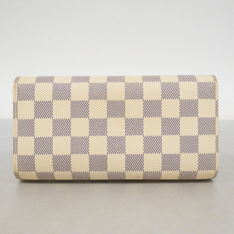 【6cc4031-k】ルイヴィトン 三つ折り長財布 ダミエ・アズール ポルトフォイユインターナショナル N61732 ホワイト【中古】レディース