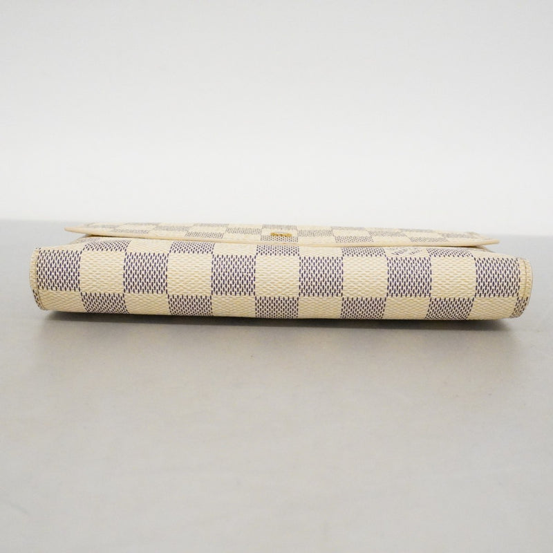 【6cc4031-k】ルイヴィトン 三つ折り長財布 ダミエ・アズール ポルトフォイユインターナショナル N61732 ホワイト【中古】レディース