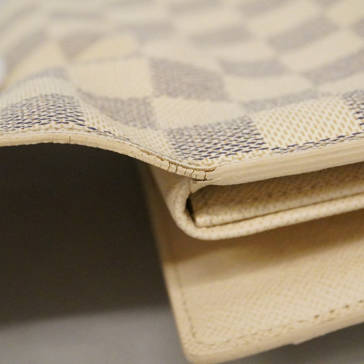 【6cc4031-k】ルイヴィトン 三つ折り長財布 ダミエ・アズール ポルトフォイユインターナショナル N61732 ホワイト【中古】レディース