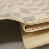 【6cc4031-k】ルイヴィトン 三つ折り長財布 ダミエ・アズール ポルトフォイユインターナショナル N61732 ホワイト【中古】レディース