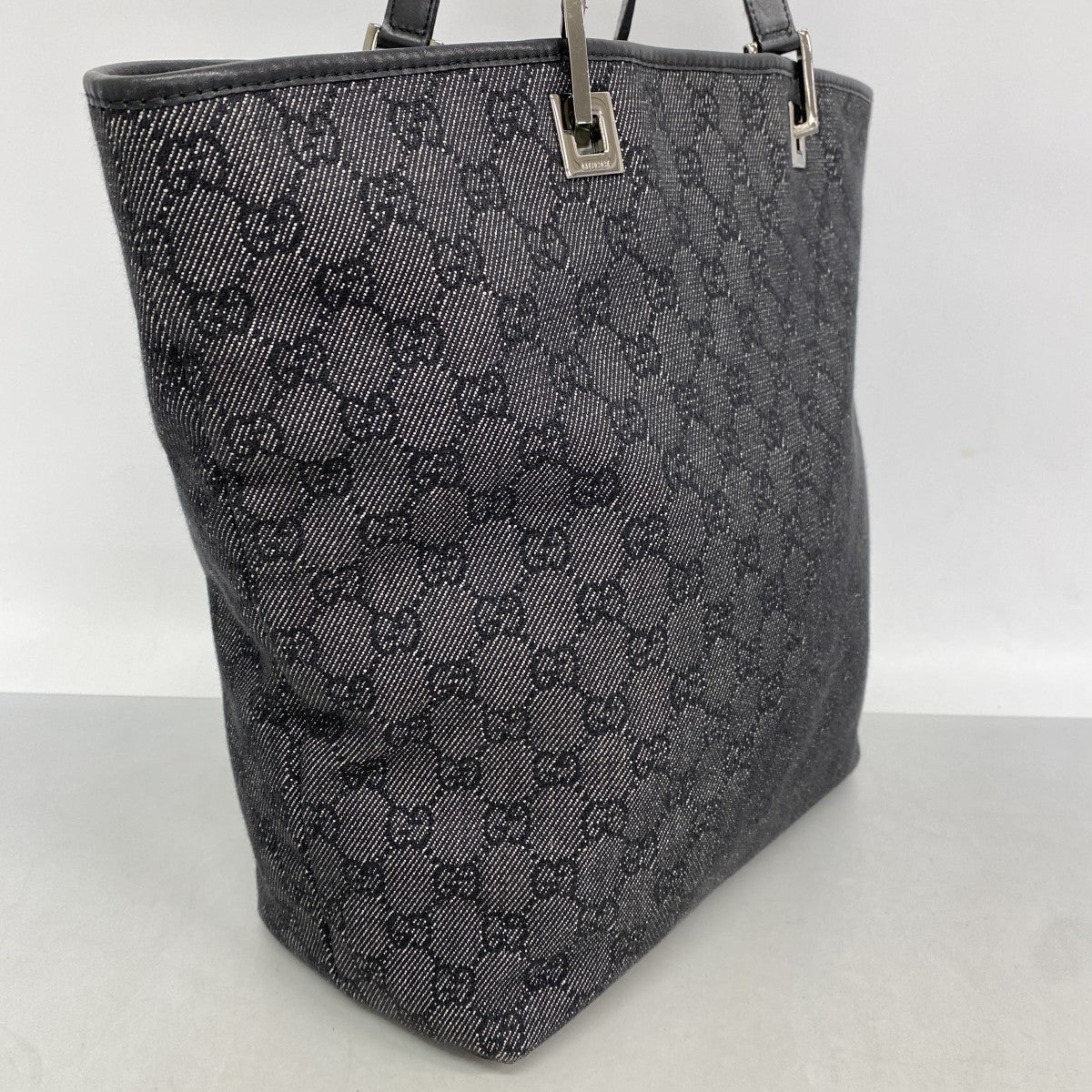 【6cc4038-k】グッチ トートバッグ 31243 デニム ブラック シルバー金具【中古】レディース