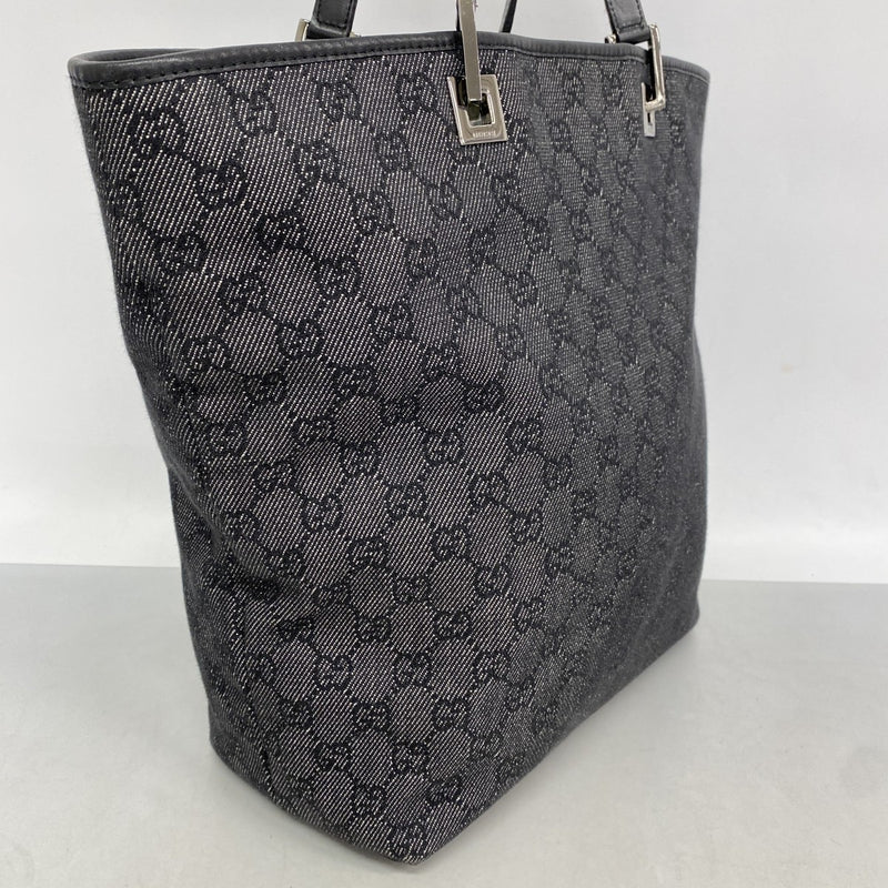 【6cc4038-k】グッチ トートバッグ 31243 デニム ブラック シルバー金具【中古】レディース