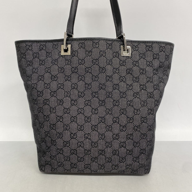 【6cc4038-k】グッチ トートバッグ 31243 デニム ブラック シルバー金具【中古】レディース