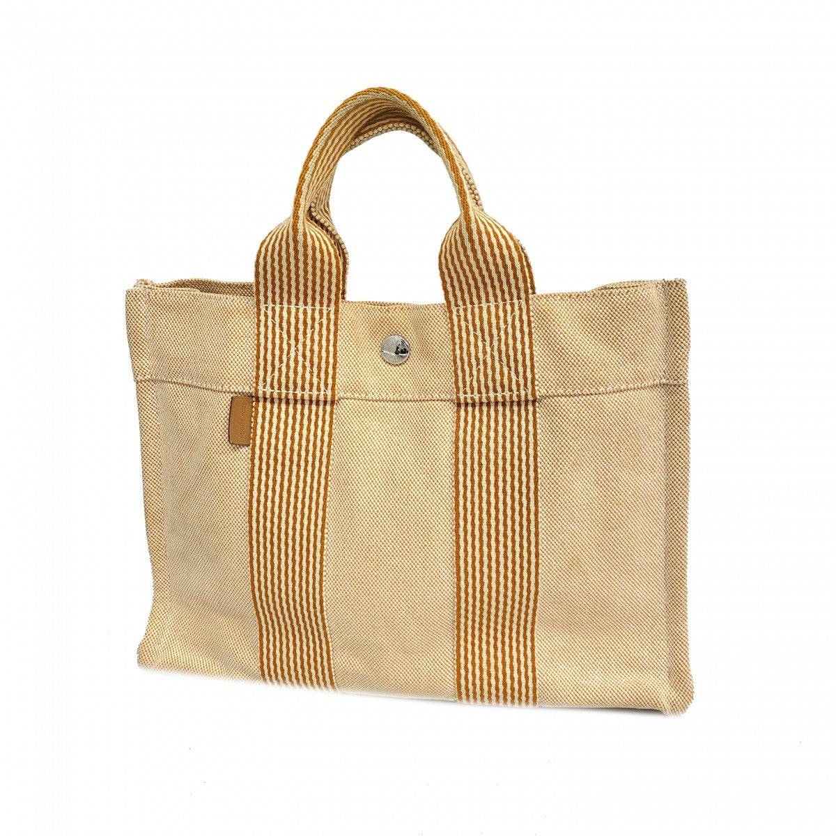 【6cc4042-k】エルメス ハンドバッグ ニューフールトゥPM キャンバス ベージュ ブラウン シルバー金具【中古】メンズ レディース ユニセックス