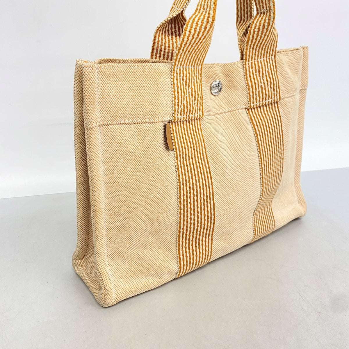 【6cc4042-k】エルメス ハンドバッグ ニューフールトゥPM キャンバス ベージュ ブラウン シルバー金具【中古】メンズ レディース ユニセックス