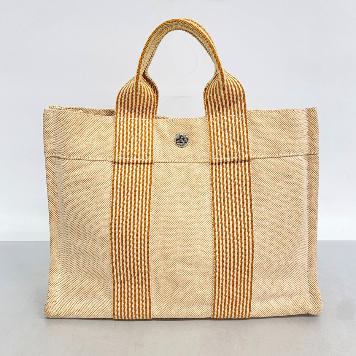 【6cc4042-k】エルメス ハンドバッグ ニューフールトゥPM キャンバス ベージュ ブラウン シルバー金具【中古】メンズ レディース ユニセックス