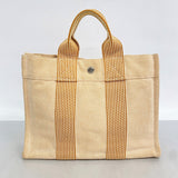 【6cc4042-k】エルメス ハンドバッグ ニューフールトゥPM キャンバス ベージュ ブラウン シルバー金具【中古】メンズ レディース ユニセックス