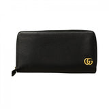 【6cc4043-k】グッチ 長財布 GGマーモント 428736 レザー ブラック ゴールド金具【中古】メンズ レディース ユニセックス