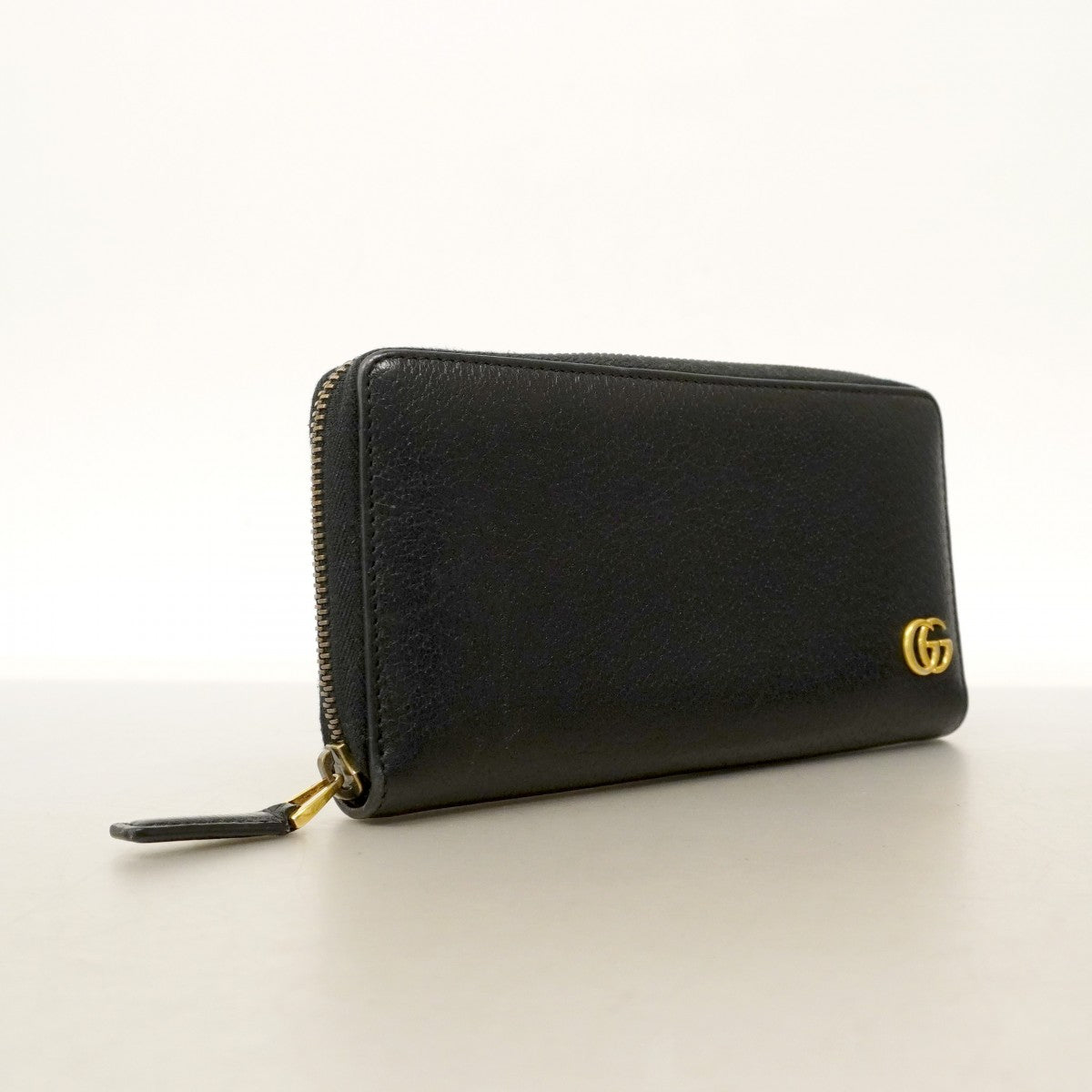 【6cc4043-k】グッチ 長財布 GGマーモント 428736 レザー ブラック ゴールド金具【中古】メンズ レディース ユニセックス