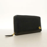 【6cc4043-k】グッチ 長財布 GGマーモント 428736 レザー ブラック ゴールド金具【中古】メンズ レディース ユニセックス