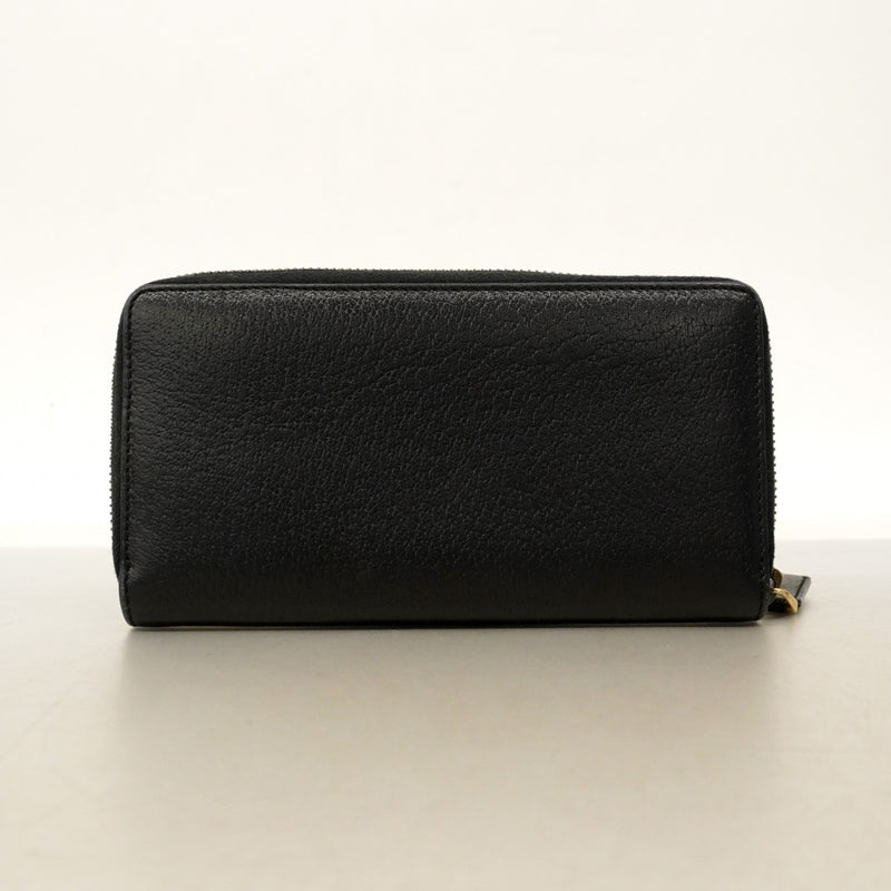 【6cc4043-k】グッチ 長財布 GGマーモント 428736 レザー ブラック ゴールド金具【中古】メンズ レディース ユニセックス