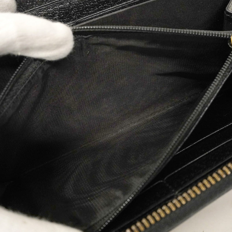 【6cc4043-k】グッチ 長財布 GGマーモント 428736 レザー ブラック ゴールド金具【中古】メンズ レディース ユニセックス