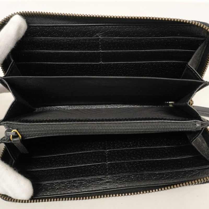 【6cc4043-k】グッチ 長財布 GGマーモント 428736 レザー ブラック ゴールド金具【中古】メンズ レディース ユニセックス