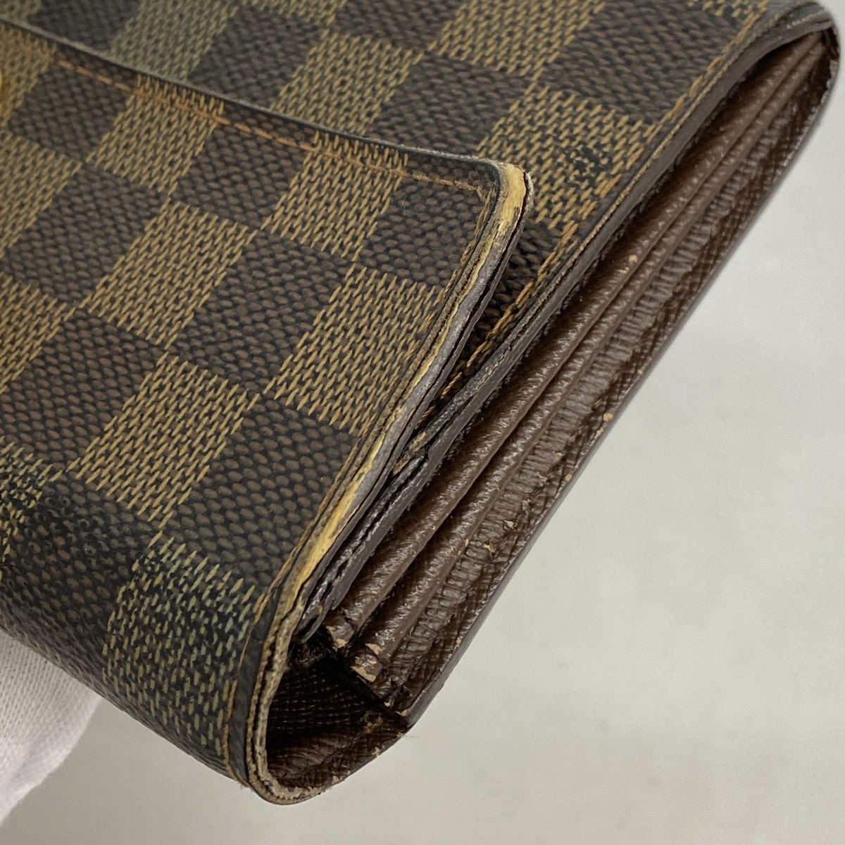 【6cc4079】ルイヴィトン 長財布 ダミエ ポシェットポルトモネクレディ N61724 エベヌ【中古】レディース