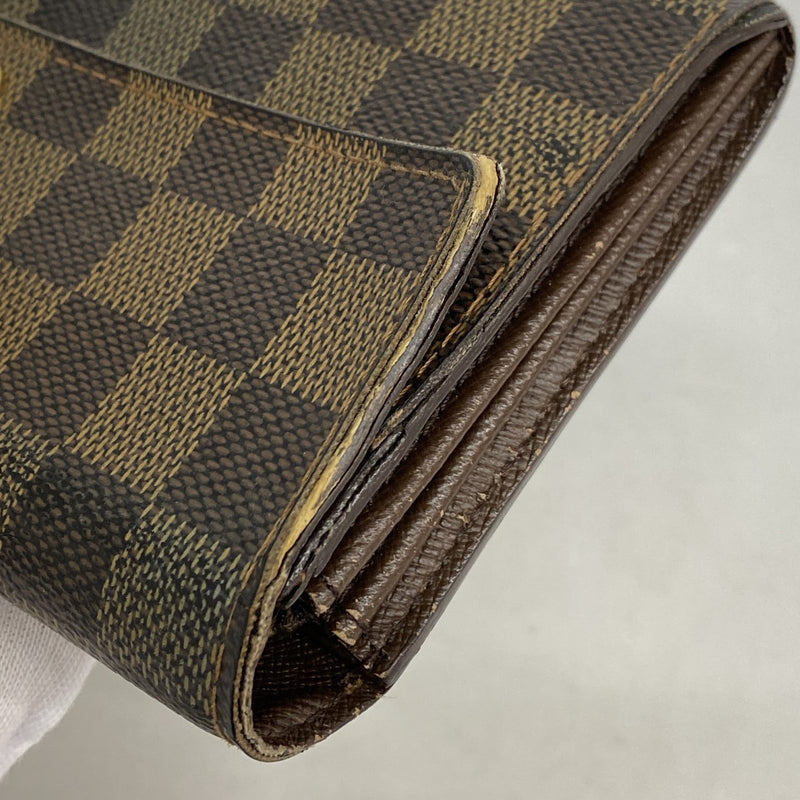 【6cc4079】ルイヴィトン 長財布 ダミエ ポシェットポルトモネクレディ N61724 エベヌ【中古】レディース