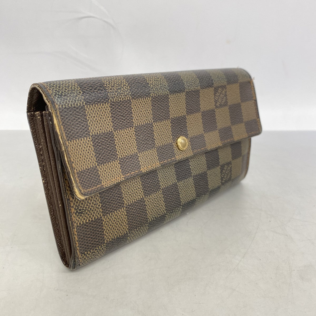 【6cc4079】ルイヴィトン 長財布 ダミエ ポシェットポルトモネクレディ N61724 エベヌ【中古】レディース