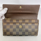 【6cc4079】ルイヴィトン 長財布 ダミエ ポシェットポルトモネクレディ N61724 エベヌ【中古】レディース