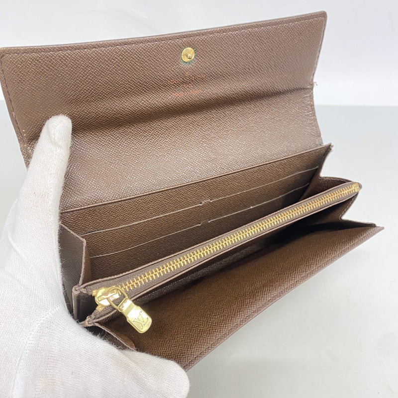 【6cc4079】ルイヴィトン 長財布 ダミエ ポシェットポルトモネクレディ N61724 エベヌ【中古】レディース