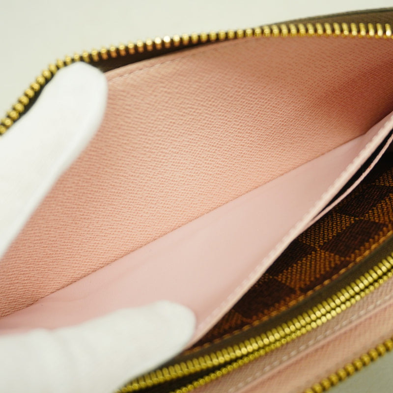 【6cc4142】ルイヴィトン 長財布 ダミエ ポルトフォイユクレマンス N41626 ブラウン ローズバレリーヌ【中古】レディース