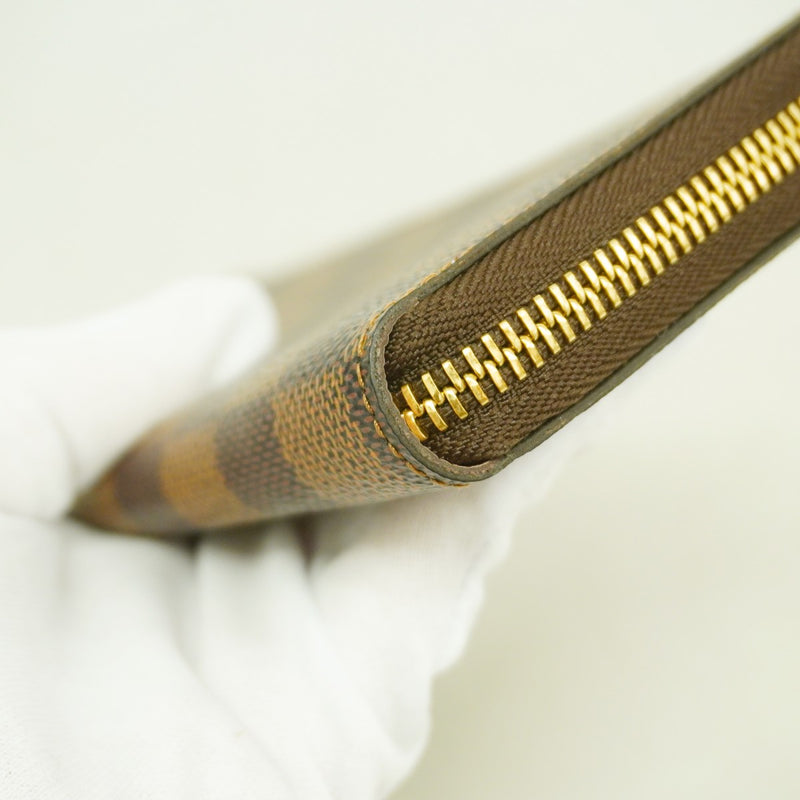 【6cc4142】ルイヴィトン 長財布 ダミエ ポルトフォイユクレマンス N41626 ブラウン ローズバレリーヌ【中古】レディース