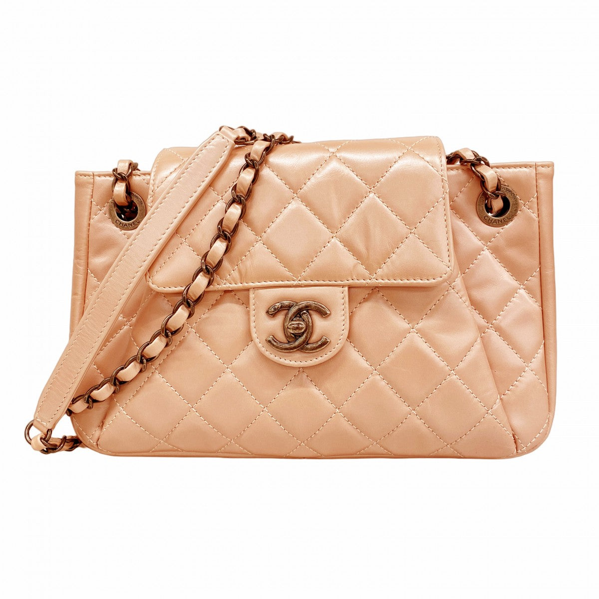 ★最終価格★SALE【6cd4468-k】シャネル ショルダーバッグ マトラッセ Wチェーン パリスソウル レザー カーフスキン ピンク シルバー金具【中古】レディース