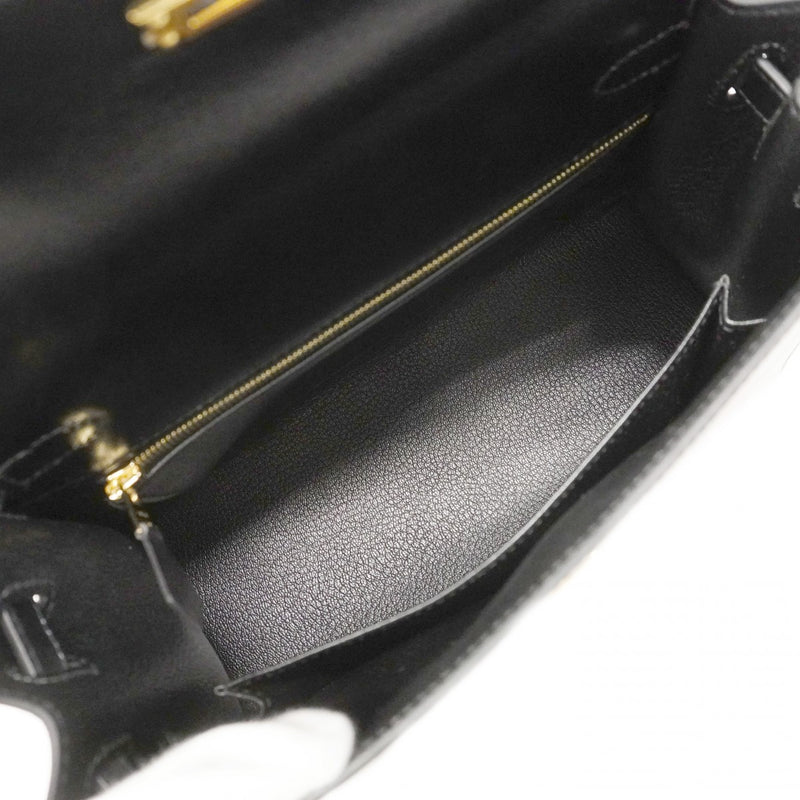 ★SALE【6cd4671-e-g】エルメス ハンドバッグ ケリー25 タデラクト ブラック ゴールド金具 K刻印 2wayバッグ【中古】レディース