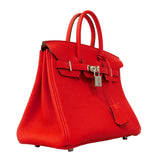 ★SALE【6cd4672-g-h】エルメス ハンドバッグ バーキン25 トゴ ルージュラデュー シルバー金具 K刻印【中古】レディース