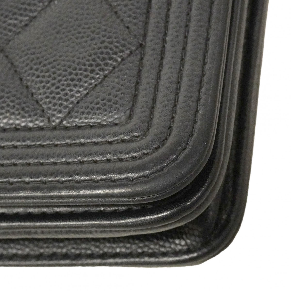 ★SALE【6cd4675】シャネル ショルダーウォレット ボーイシャネル キャビアスキン ブラック ゴールド金具【中古】レディース