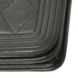 ★SALE【6cd4675】シャネル ショルダーウォレット ボーイシャネル キャビアスキン ブラック ゴールド金具【中古】レディース