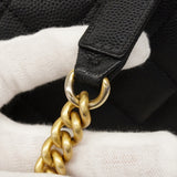 ★SALE【6cd4675】シャネル ショルダーウォレット ボーイシャネル キャビアスキン ブラック ゴールド金具【中古】レディース