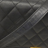 ★SALE【6cd4675】シャネル ショルダーウォレット ボーイシャネル キャビアスキン ブラック ゴールド金具【中古】レディース