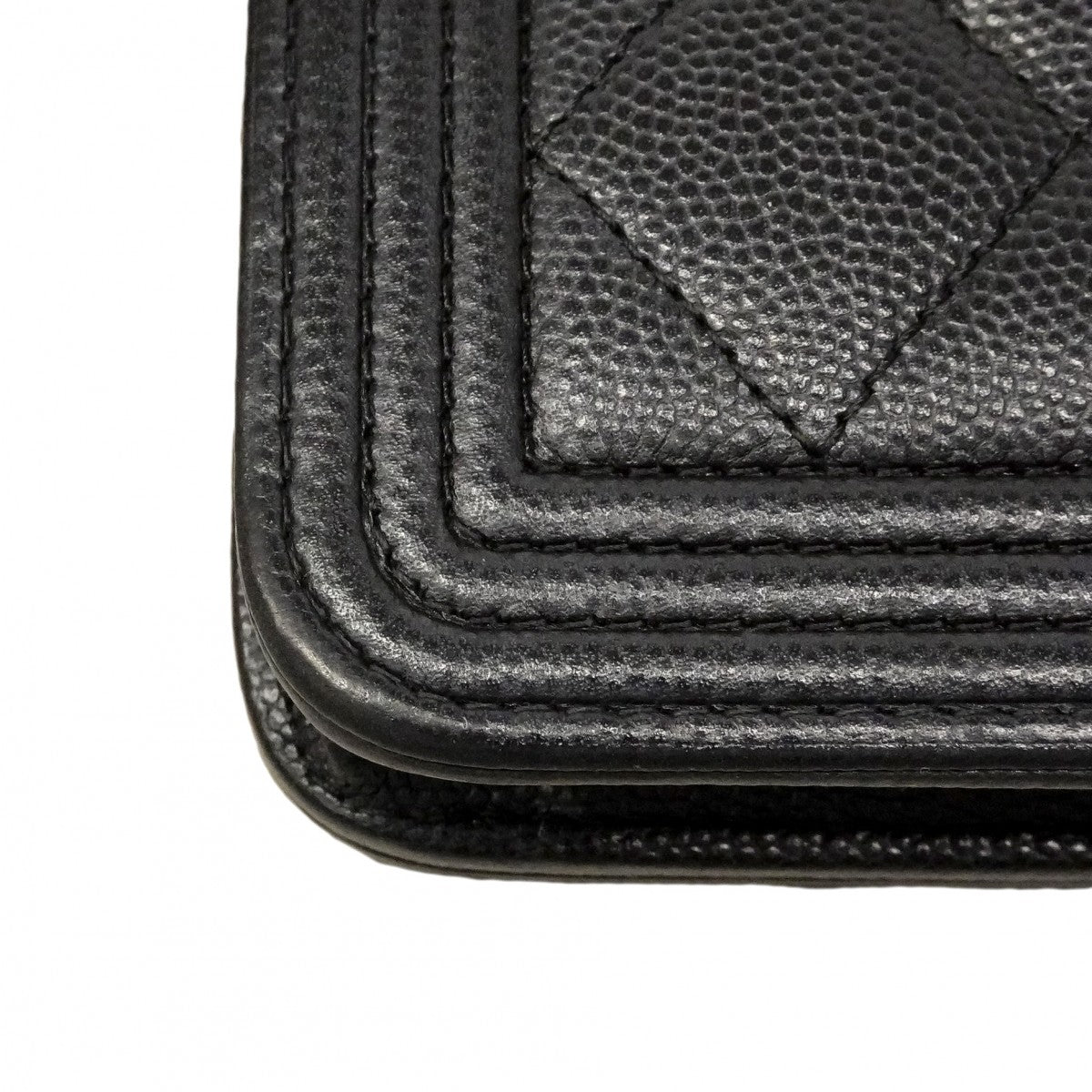 ★SALE【6cd4675】シャネル ショルダーウォレット ボーイシャネル キャビアスキン ブラック ゴールド金具【中古】レディース