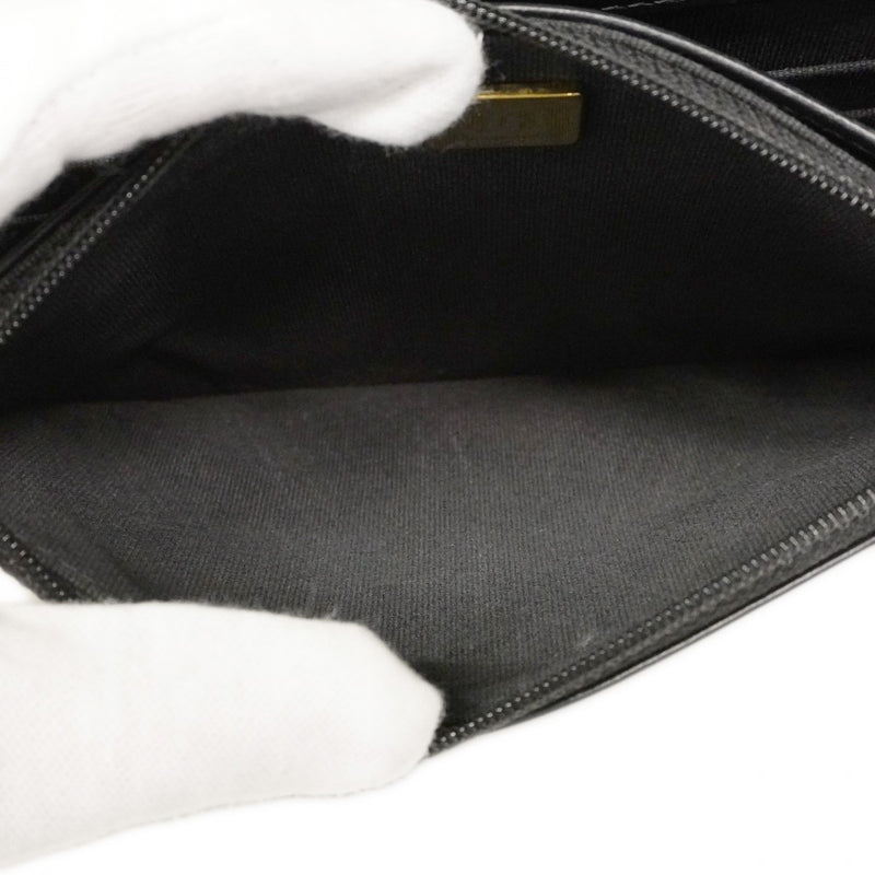 ★SALE【6cd4675】シャネル ショルダーウォレット ボーイシャネル キャビアスキン ブラック ゴールド金具【中古】レディース