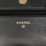★SALE【6cd4675】シャネル ショルダーウォレット ボーイシャネル キャビアスキン ブラック ゴールド金具【中古】レディース