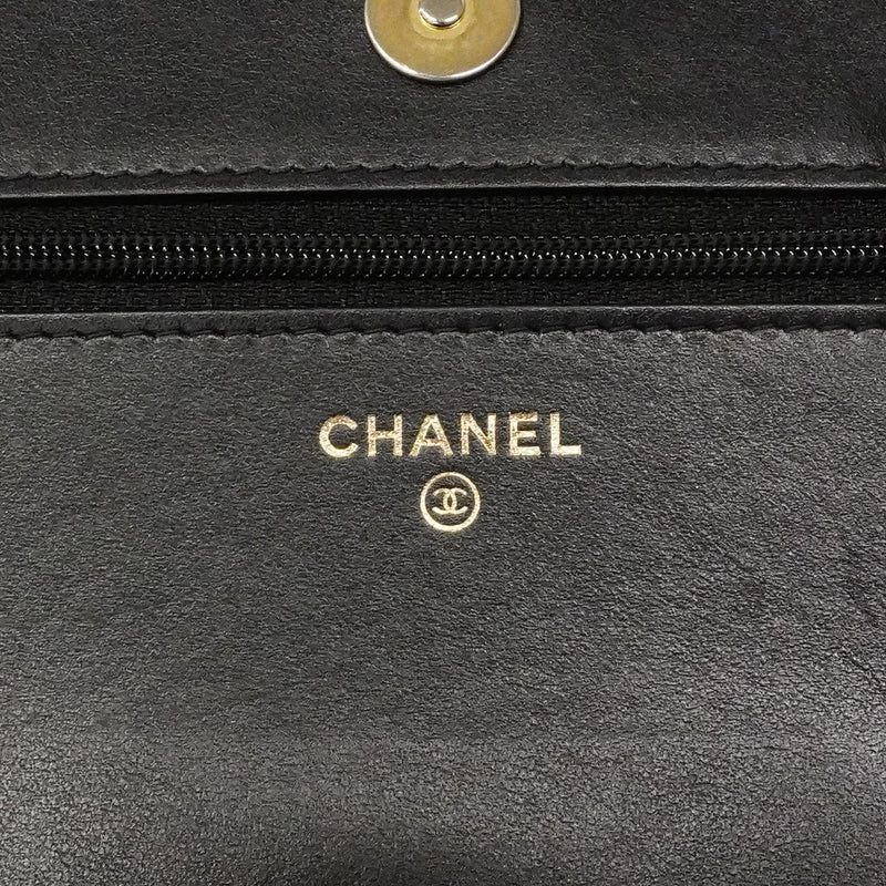 ★SALE【6cd4675】シャネル ショルダーウォレット ボーイシャネル キャビアスキン ブラック ゴールド金具【中古】レディース