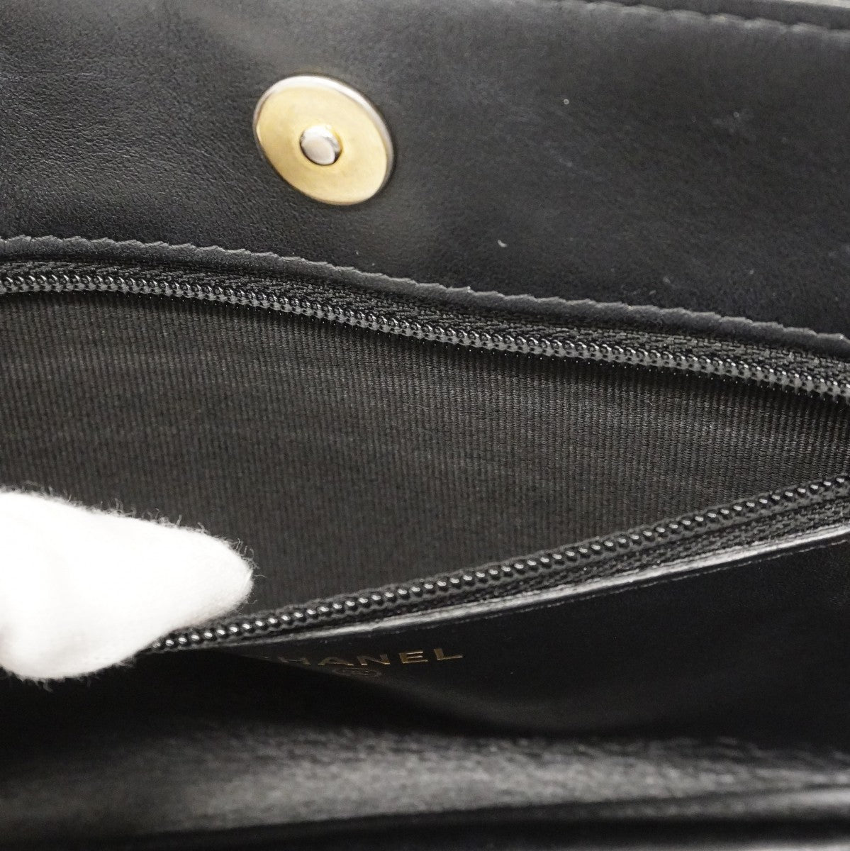 ★SALE【6cd4675】シャネル ショルダーウォレット ボーイシャネル キャビアスキン ブラック ゴールド金具【中古】レディース
