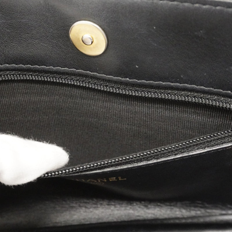 ★SALE【6cd4675】シャネル ショルダーウォレット ボーイシャネル キャビアスキン ブラック ゴールド金具【中古】レディース