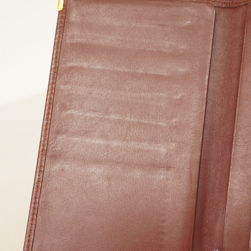 【6cd4840】カルティエ 長札入れ マスト レザー ボルドー ゴールド金具【中古】メンズ レディース ユニセックス