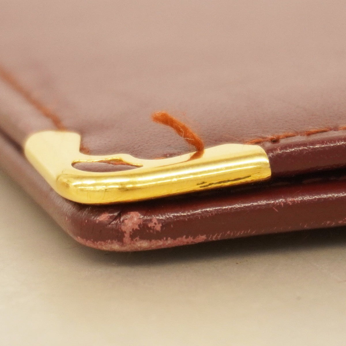 【6cd4840】カルティエ 長札入れ マスト レザー ボルドー ゴールド金具【中古】メンズ レディース ユニセックス