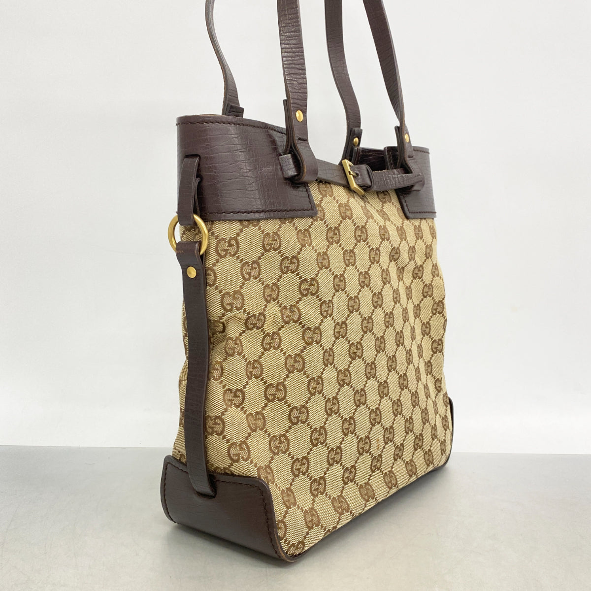 ★SALE【6cd4896-k】グッチ トートバッグ GGキャンバス 107757 キャンバス ブラウン ゴールド金具【中古】レディース