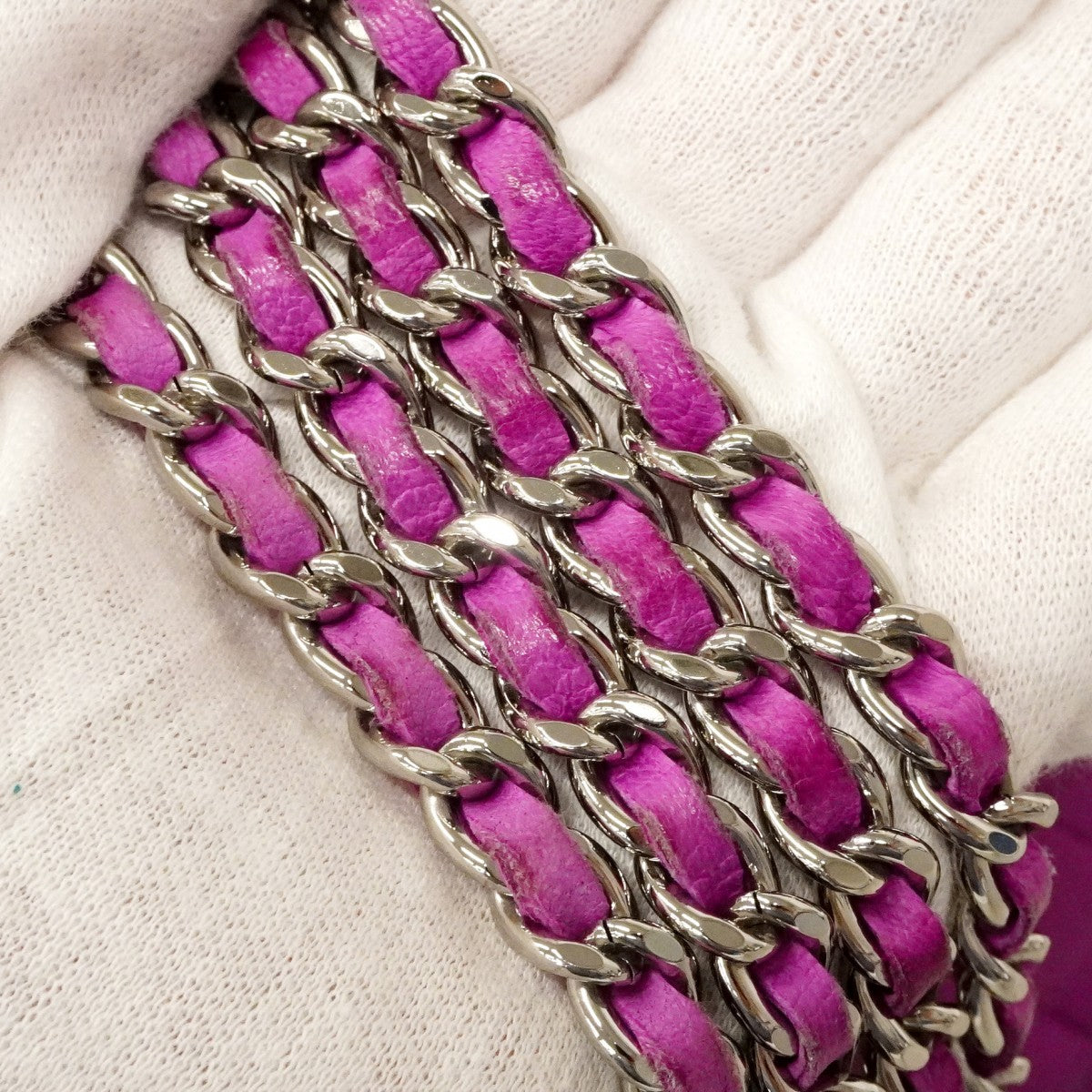 ★SALE【6cd4936】シャネル ショルダーバッグ ミニマトラッセ チェーンショルダー ラムスキン パープル シルバー金具【中古】レディース