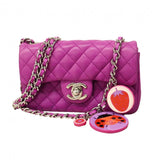 ★SALE【6cd4936】シャネル ショルダーバッグ ミニマトラッセ チェーンショルダー ラムスキン パープル シルバー金具【中古】レディース