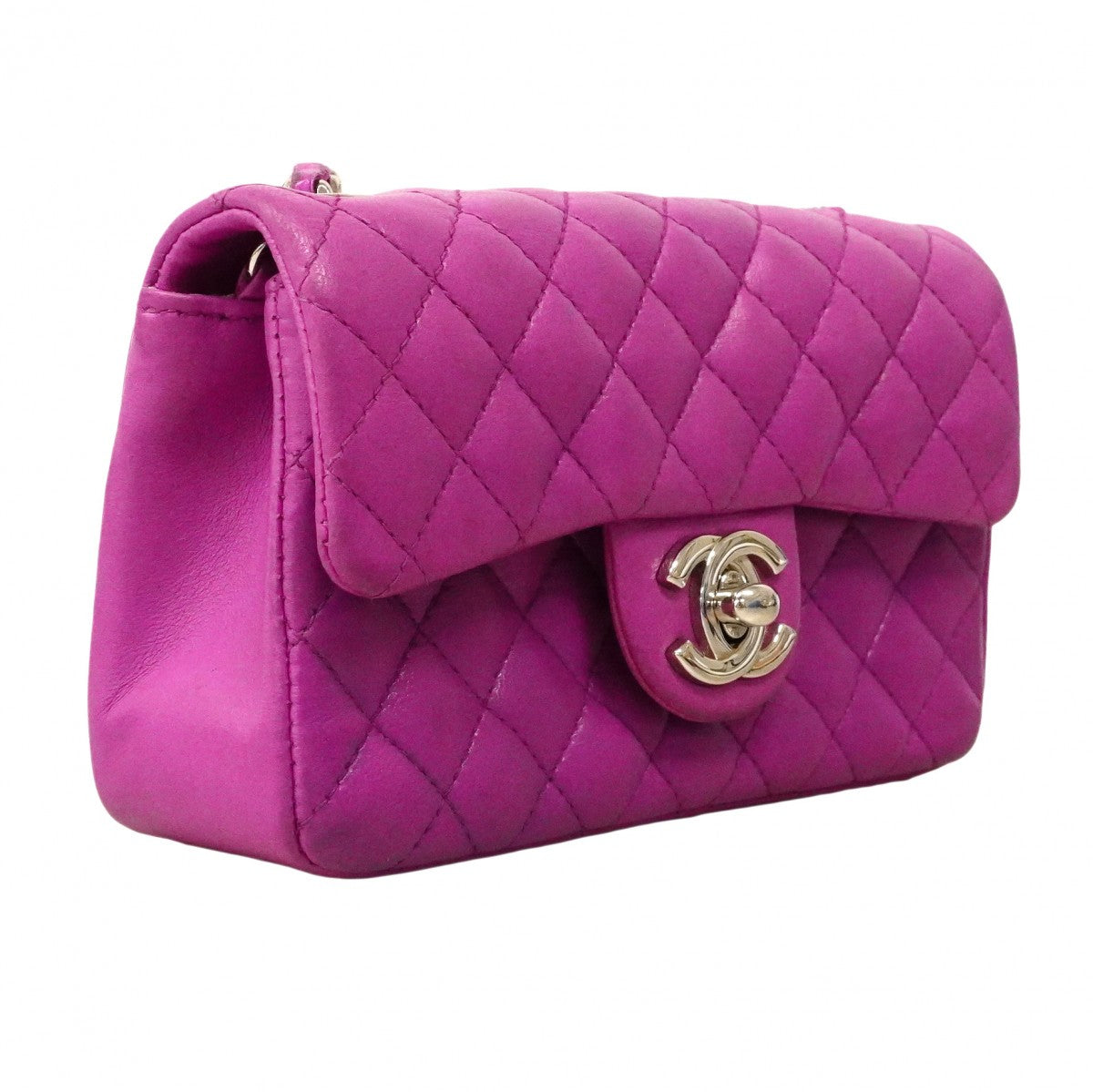 ★SALE【6cd4936】シャネル ショルダーバッグ ミニマトラッセ チェーンショルダー ラムスキン パープル シルバー金具【中古】レディース