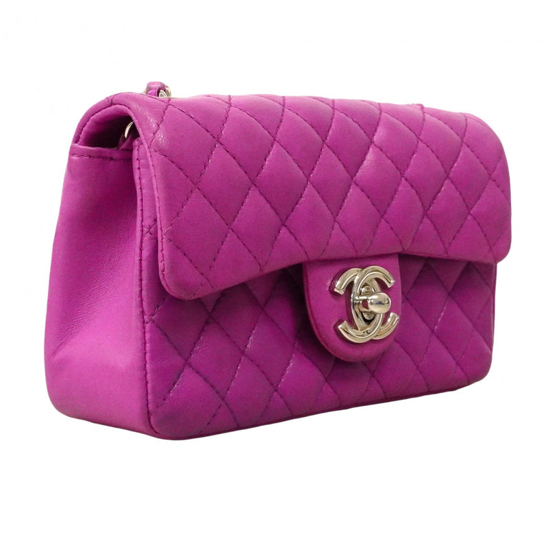 ★SALE【6cd4936】シャネル ショルダーバッグ ミニマトラッセ チェーンショルダー ラムスキン パープル シルバー金具【中古】レディース