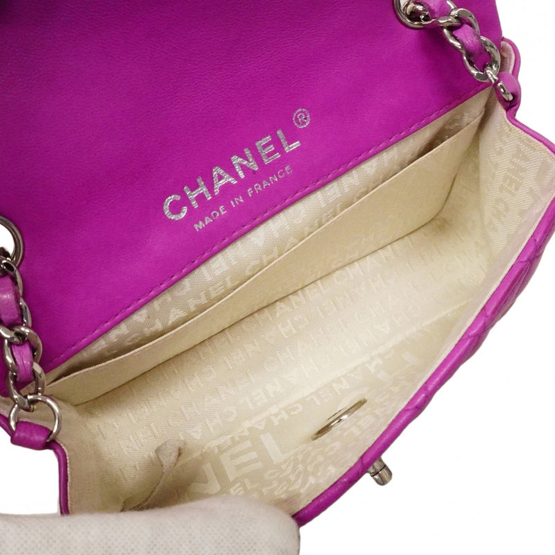★SALE【6cd4936】シャネル ショルダーバッグ ミニマトラッセ チェーンショルダー ラムスキン パープル シルバー金具【中古】レディース