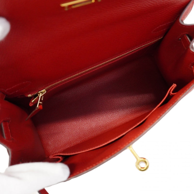 ★最終価格★SALE【6cd5764-g】エルメス ハンドバッグ ケリー25 ヴォーエプソン ルージュカザック ゴールド金具 U刻印 2wayバッグ【中古】レディース