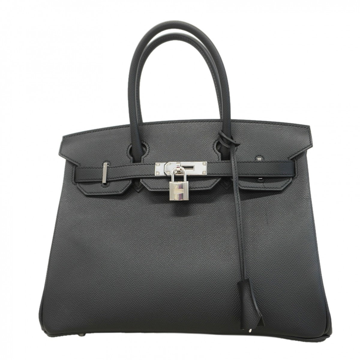 【6da0461-g】エルメス ハンドバッグ バーキン30 ヴォーエプソン ブラック シルバー金具 D刻印【中古】レディース