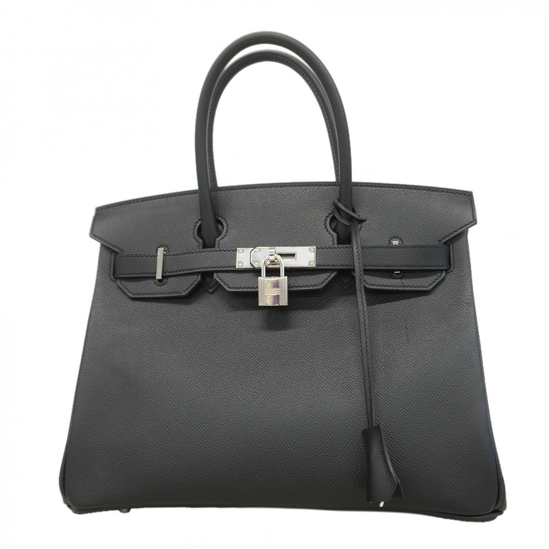 【6da0461-g】エルメス ハンドバッグ バーキン30 ヴォーエプソン ブラック シルバー金具 D刻印【中古】レディース
