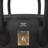 ★SALE【6da0679-g】エルメス ハンドバッグ バーキン30 スイフト トワルビヴァーク ブラック シルバー金具 W刻印【中古】レディース