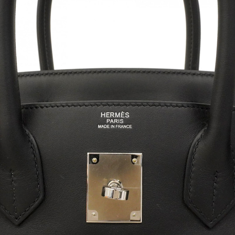★SALE【6da0679-g】エルメス ハンドバッグ バーキン30 スイフト トワルビヴァーク ブラック シルバー金具 W刻印【中古】レディース